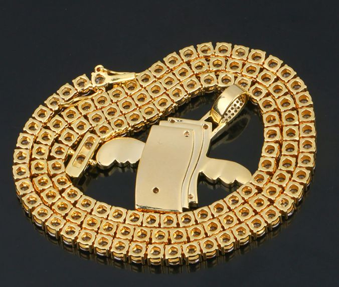US Dollar Money Pendant Necklace-Bling Hip Hop Jewelry