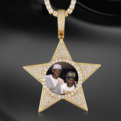 Star Necklace Medallion Pendant Custom Photo Medallion Necklace