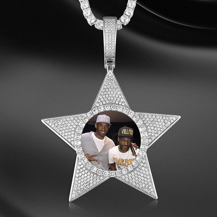 Star Necklace Medallion Pendant Custom Photo Medallion Necklace