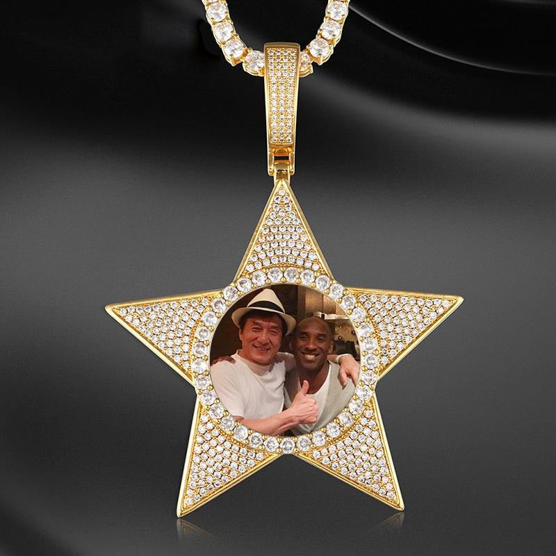 Star Necklace Medallion Pendant Custom Photo Medallion Necklace