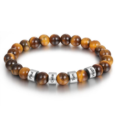 Custom Name Tiger Eye Chakra Bracelet Gifts For Father