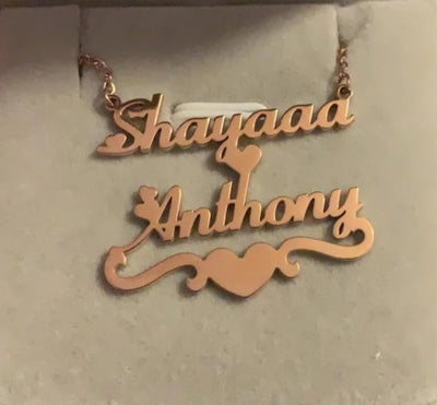 Personalized Couple Name Necklaces With Heart-Anniversary Gifts For Couples