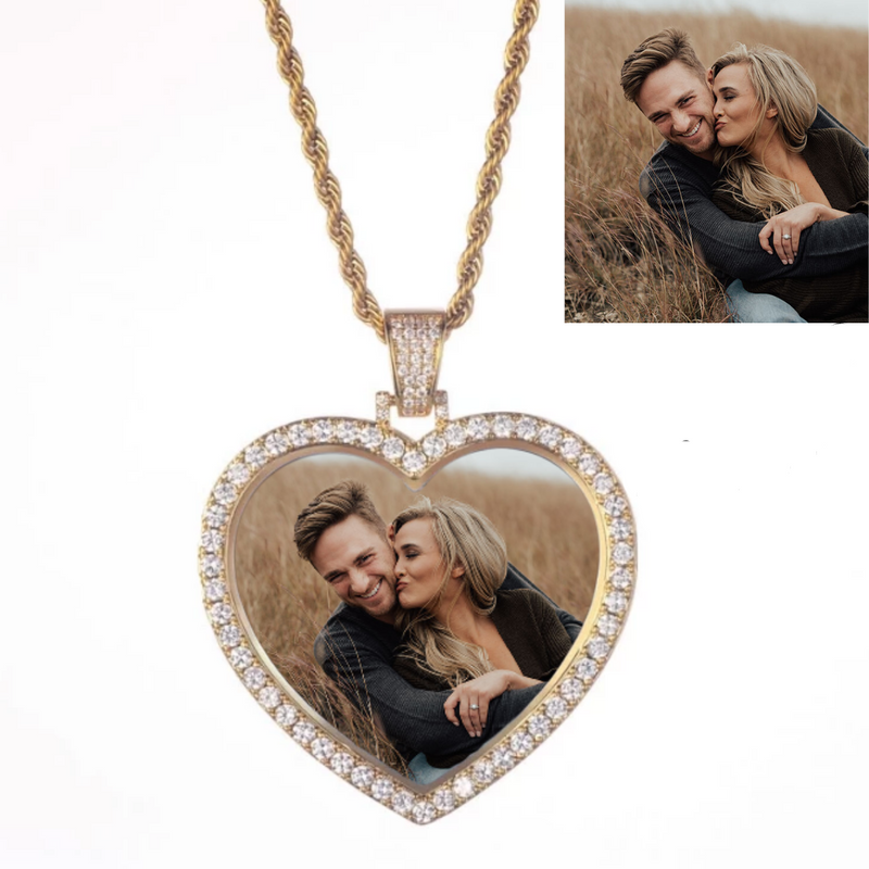 Custom Heart Photo Medallions Necklace Christmas Gifts For Men