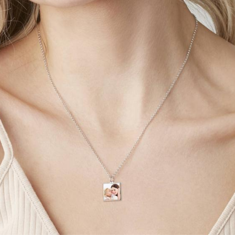 Personalized Square Photo Necklace- Photo Memory Necklace- Birthday Gifts For Her