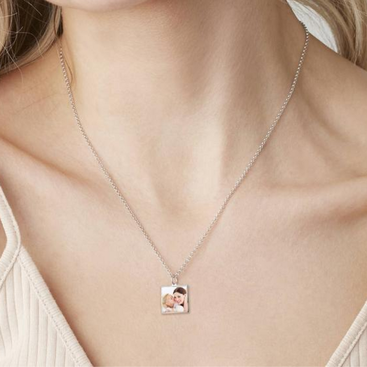 Personalized Square Photo Necklace- Photo Memory Necklace- Birthday Gifts For Her