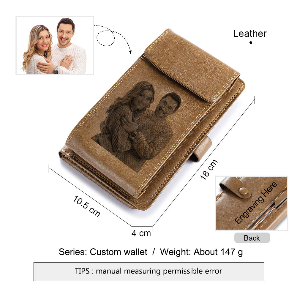 Personalized leather long wallet for men