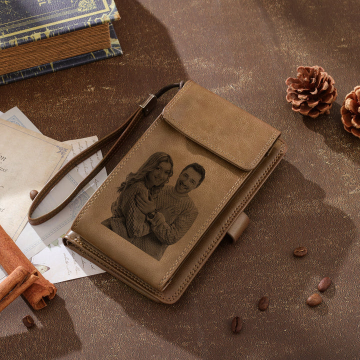 Personalized leather long wallet for men