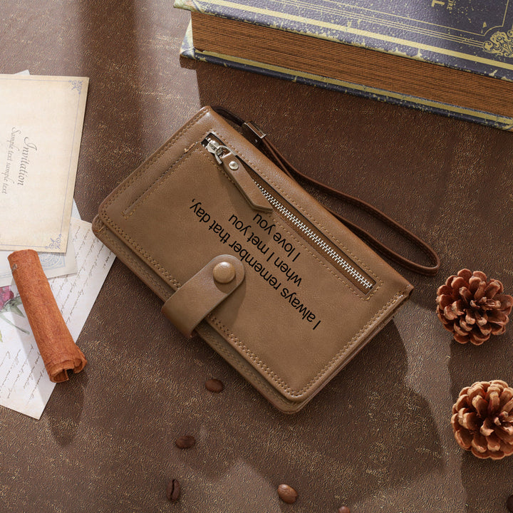 Personalized leather long wallet for men