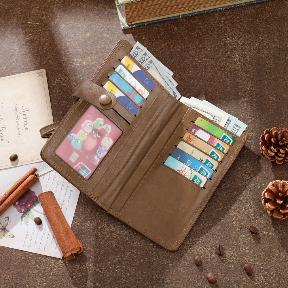 Personalized leather long wallet for men