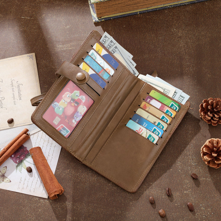 Personalized leather long wallet for men