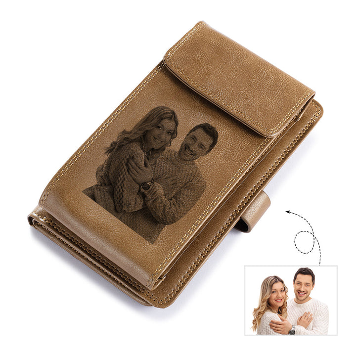 Personalized leather long wallet for men