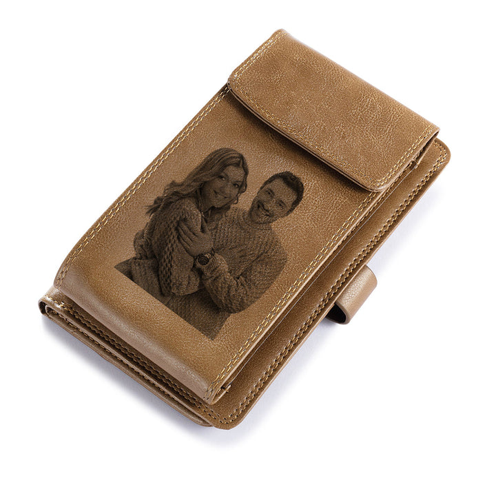 Personalized leather long wallet for men