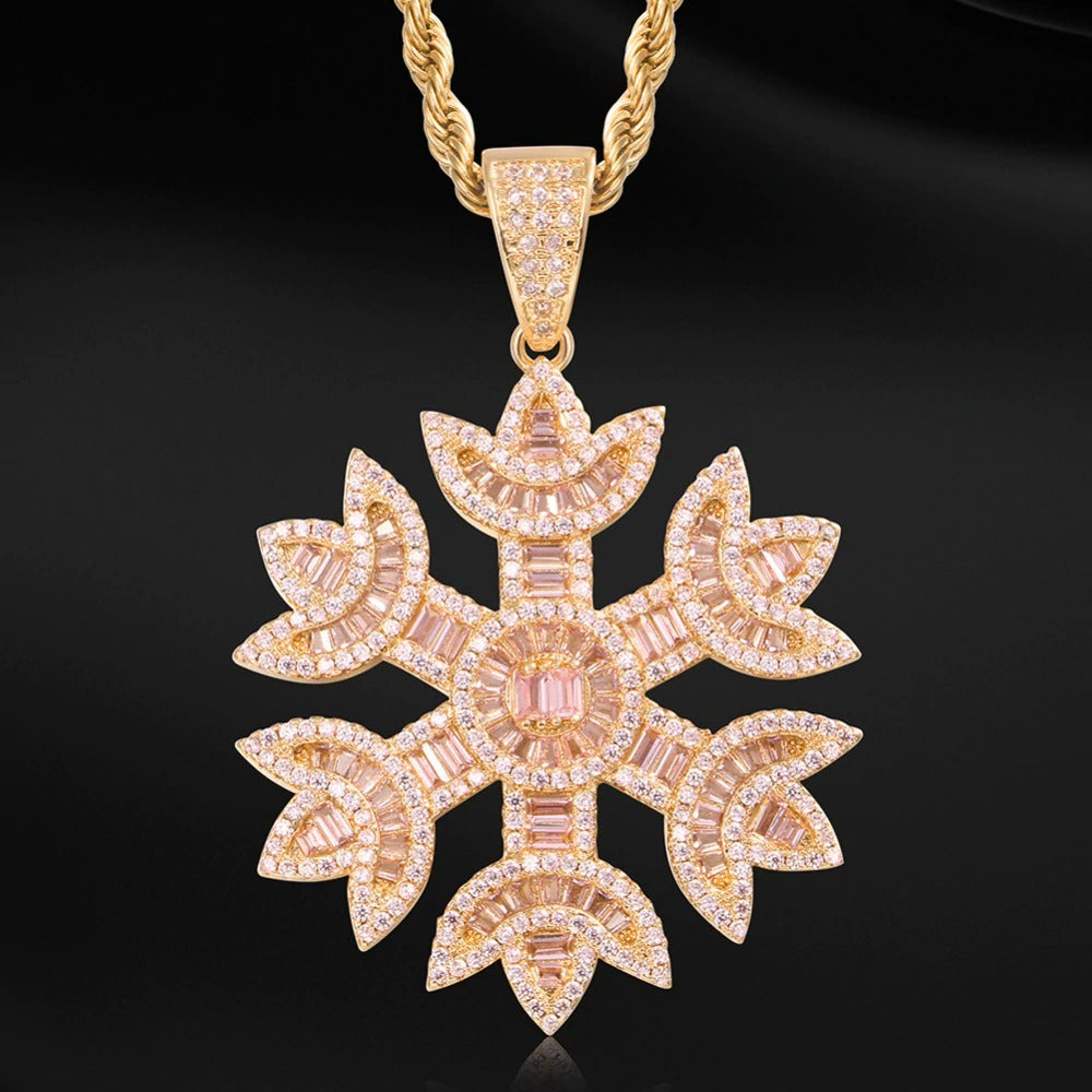Baguette Crystal Snow Pendant Necklace- Bling Jewelry For Women