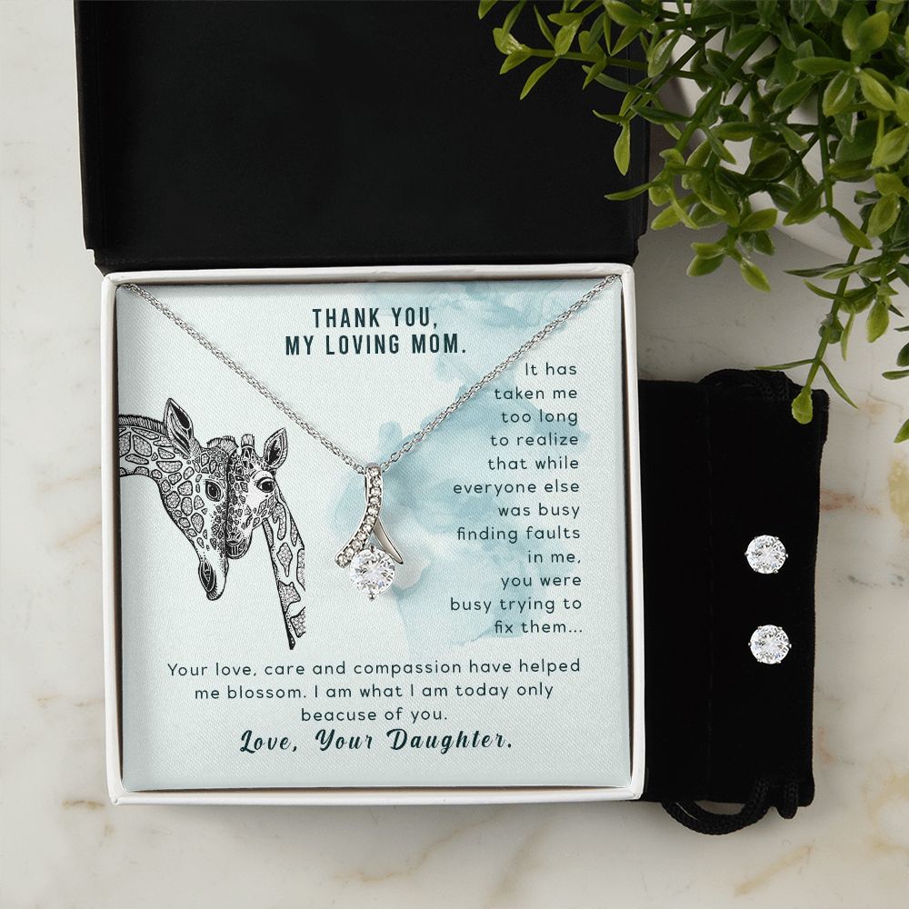 To my mom-It has taken me To My Mother -  Alluring Beauty Necklace and Cubic Zirconia Earring Set - Best Mother's Day Gift in 2023