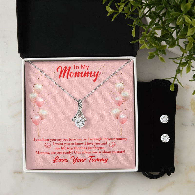 To my mommy-I can hear you To My Mother -  Alluring Beauty Necklace and Cubic Zirconia Earring Set - Best Mother&