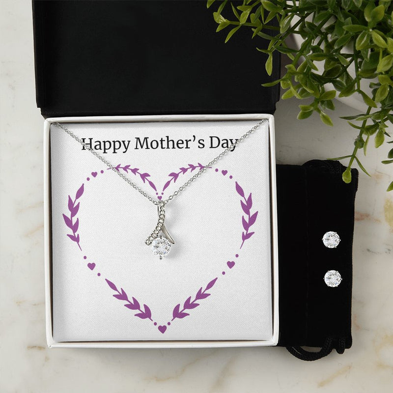 mothersdayitem-04 To My Mother -  Alluring Beauty Necklace and Cubic Zirconia Earring Set - Best Mother&