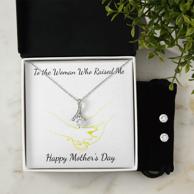 Mothers Day Inserts-02 To My Mother -  Alluring Beauty Necklace and Cubic Zirconia Earring Set - Best Mother's Day Gift in 2023