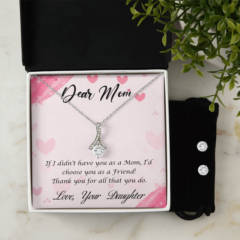 Dear Mom-Happy Mother’s Day! To My Mother -  Alluring Beauty Necklace and Cubic Zirconia Earring Set - Best Mother&
