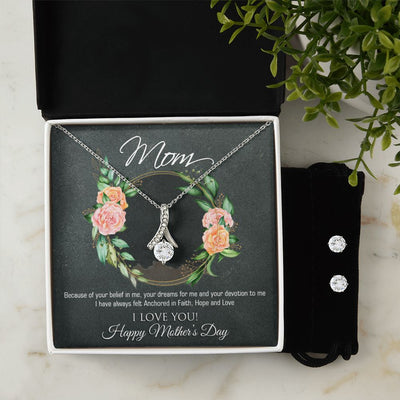 Mothers Day To My Mother -  Alluring Beauty Necklace and Cubic Zirconia Earring Set - Best Mother's Day Gift in 2023
