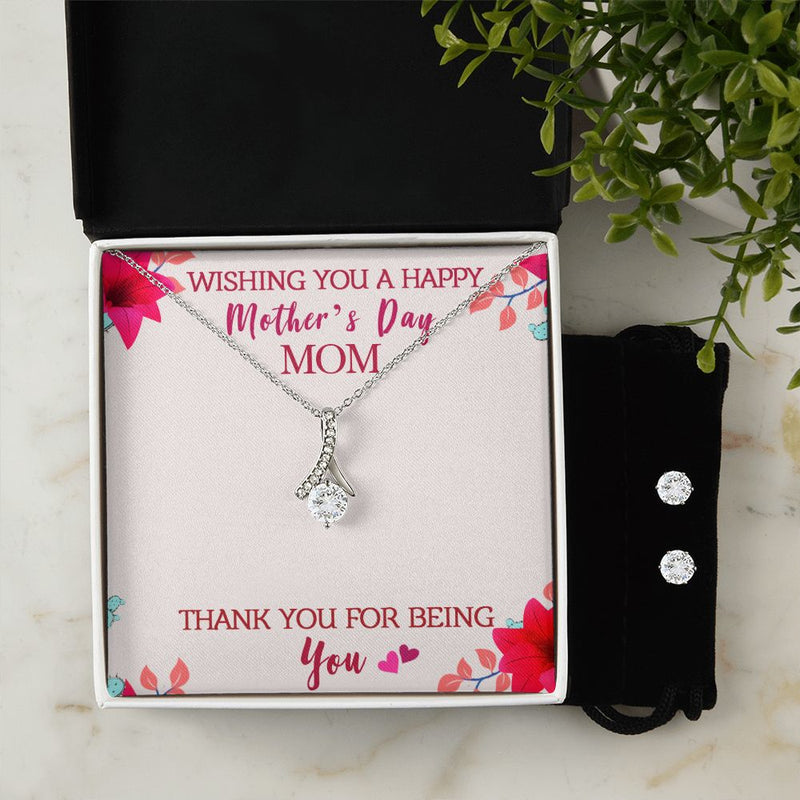 Wishing you a happy Mothers day 4 To My Mother -  Alluring Beauty Necklace and Cubic Zirconia Earring Set - Best Mother&