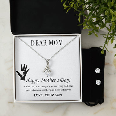 Dear Mom,  Happy Mother’s Day! You’re the mom To My Mother -  Alluring Beauty Necklace and Cubic Zirconia Earring Set - Best Mother's Day Gift in 2023