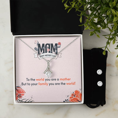 to the world you are a mother To My Mother -  Alluring Beauty Necklace and Cubic Zirconia Earring Set - Best Mother's Day Gift in 2023