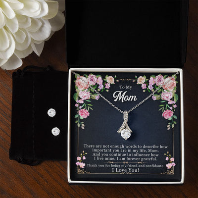 There are not enough By Sanad To My Mother -  Alluring Beauty Necklace and Cubic Zirconia Earring Set - Best Mother's Day Gift in 2023