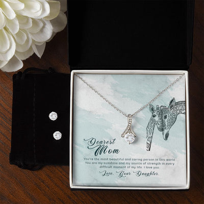To my mom- you_re the most beautiful To My Mother -  Alluring Beauty Necklace and Cubic Zirconia Earring Set - Best Mother's Day Gift in 2023
