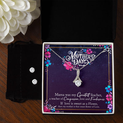 1 To My Mother -  Alluring Beauty Necklace and Cubic Zirconia Earring Set - Best Mother's Day Gift in 2023