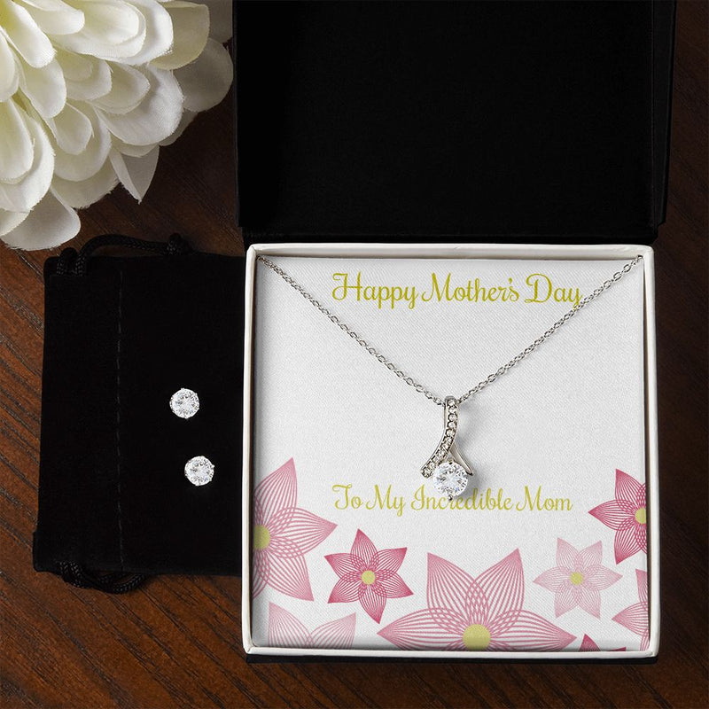 Mothers Day Inserts-01 To My Mother -  Alluring Beauty Necklace and Cubic Zirconia Earring Set - Best Mother&