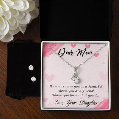 Dear Mom-Happy Mother’s Day! To My Mother -  Alluring Beauty Necklace and Cubic Zirconia Earring Set - Best Mother's Day Gift in 2023