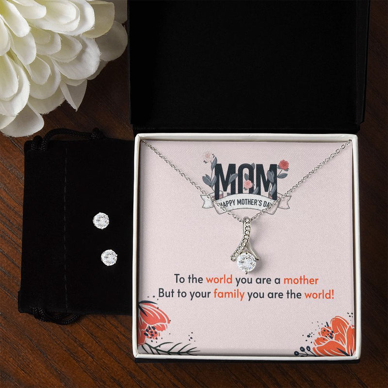 to the world you are a mother To My Mother -  Alluring Beauty Necklace and Cubic Zirconia Earring Set - Best Mother&