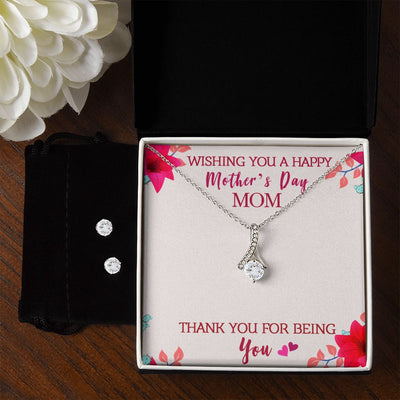 Wishing you a happy Mothers day 4 To My Mother -  Alluring Beauty Necklace and Cubic Zirconia Earring Set - Best Mother's Day Gift in 2023