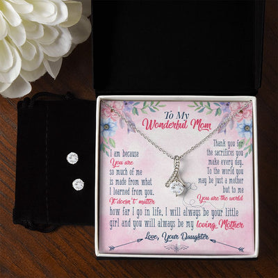 To My wanderful Mom To My Mother -  Alluring Beauty Necklace and Cubic Zirconia Earring Set - Best Mother's Day Gift in 2023