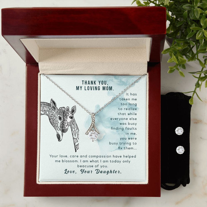 To my mom-It has taken me To My Mother -  Alluring Beauty Necklace and Cubic Zirconia Earring Set - Best Mother's Day Gift in 2023