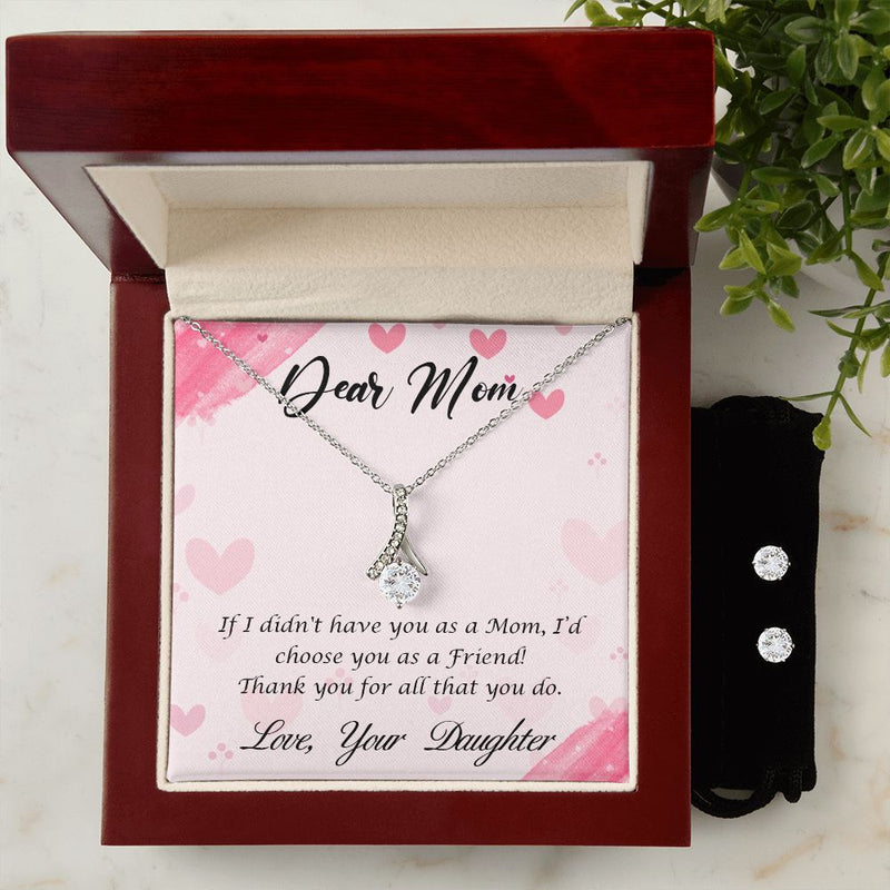 Dear Mom-Happy Mother’s Day! (1) To My Mother -  Alluring Beauty Necklace and Cubic Zirconia Earring Set - Best Mother&