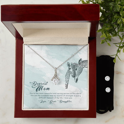 To my mom- you_re the most beautiful To My Mother -  Alluring Beauty Necklace and Cubic Zirconia Earring Set - Best Mother's Day Gift in 2023