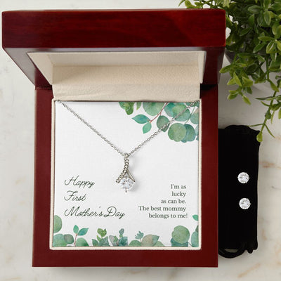 Happy First Mother's Day To My Mother -  Alluring Beauty Necklace and Cubic Zirconia Earring Set - Best Mother's Day Gift in 2023