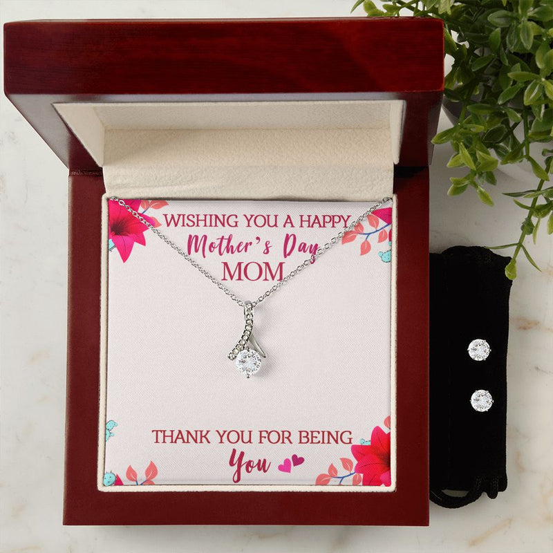 Wishing you a happy Mothers day 4 To My Mother -  Alluring Beauty Necklace and Cubic Zirconia Earring Set - Best Mother&