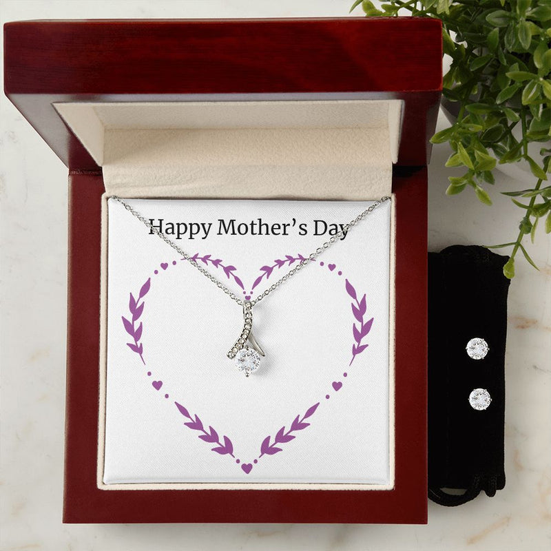 mothersdayitem-04(1) To My Mother -  Alluring Beauty Necklace and Cubic Zirconia Earring Set - Best Mother&
