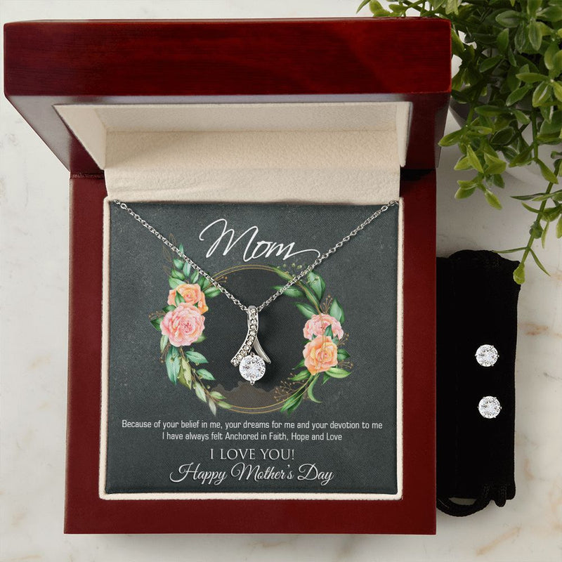 Mothers Day To My Mother -  Alluring Beauty Necklace and Cubic Zirconia Earring Set - Best Mother&