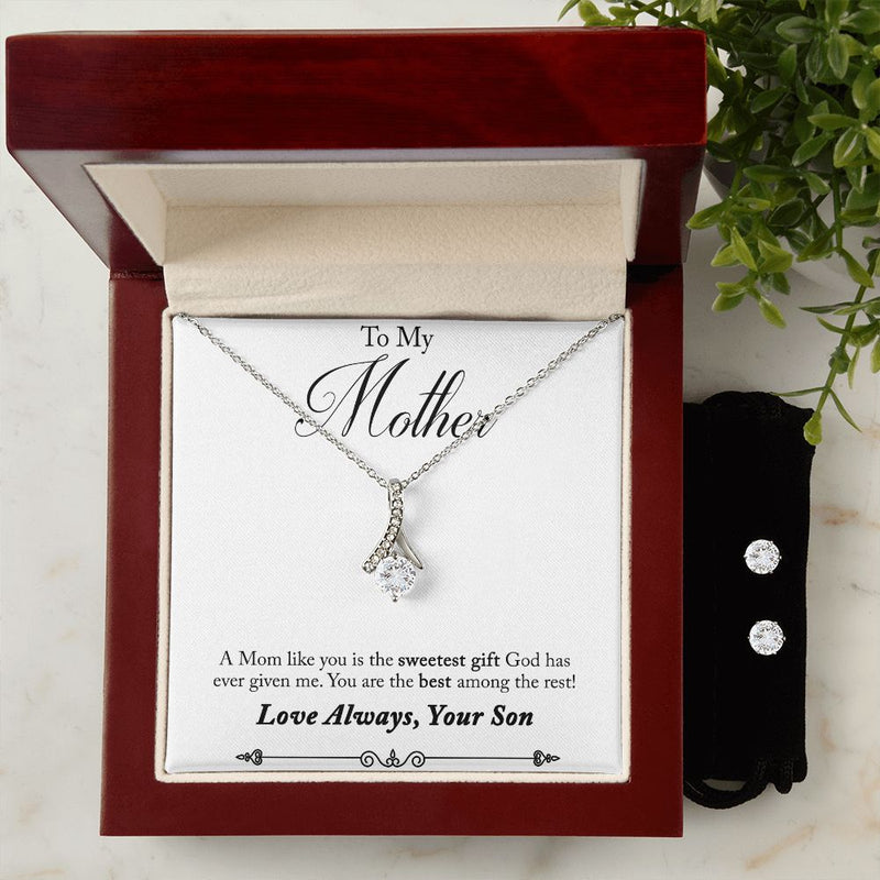 Son to mother first text To My Mother -  Alluring Beauty Necklace and Cubic Zirconia Earring Set - Best Mother&
