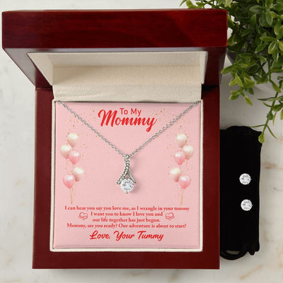 To my mommy-I can hear you To My Mother -  Alluring Beauty Necklace and Cubic Zirconia Earring Set - Best Mother's Day Gift in 2023