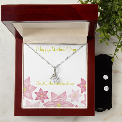 Mothers Day Inserts-01 To My Mother -  Alluring Beauty Necklace and Cubic Zirconia Earring Set - Best Mother's Day Gift in 2023