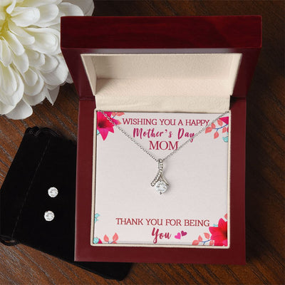 Wishing you a happy Mothers day 4 To My Mother -  Alluring Beauty Necklace and Cubic Zirconia Earring Set - Best Mother's Day Gift in 2023
