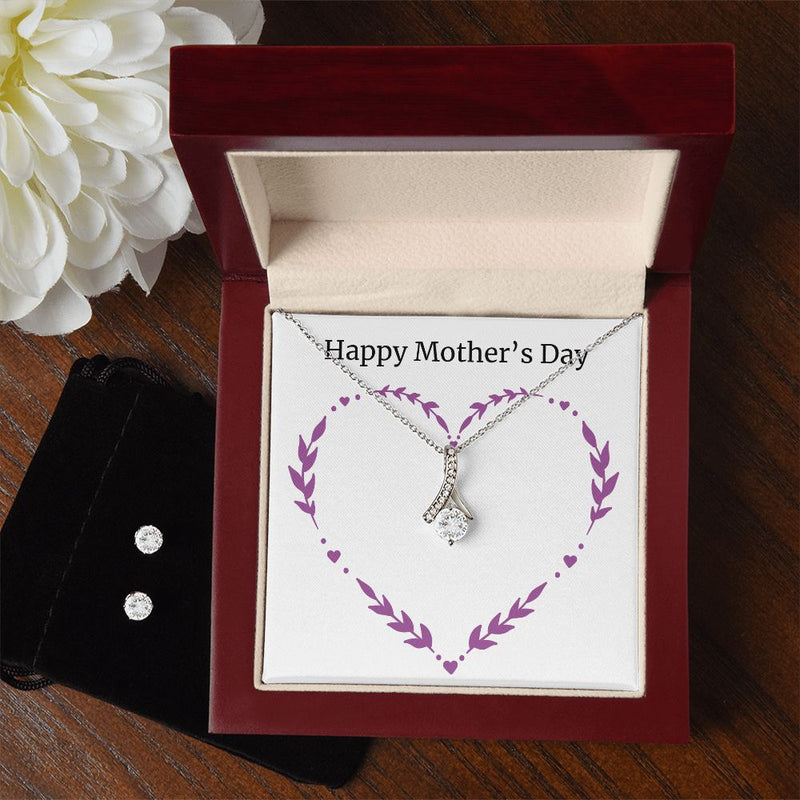 mothersdayitem-04 To My Mother -  Alluring Beauty Necklace and Cubic Zirconia Earring Set - Best Mother&