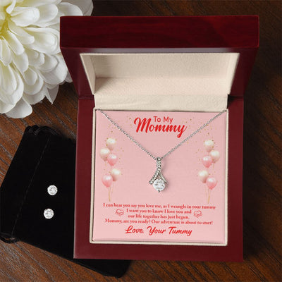 To my mommy-I can hear you To My Mother -  Alluring Beauty Necklace and Cubic Zirconia Earring Set - Best Mother's Day Gift in 2023