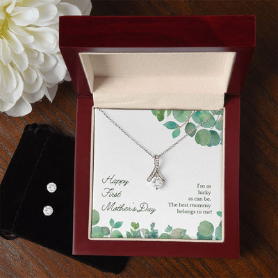Happy First Mother's Day To My Mother -  Alluring Beauty Necklace and Cubic Zirconia Earring Set - Best Mother's Day Gift in 2023