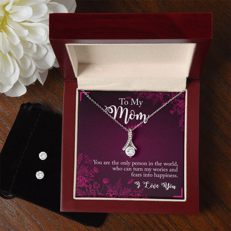 To My Mom you are the person To My Mother -  Alluring Beauty Necklace and Cubic Zirconia Earring Set - Best Mother&