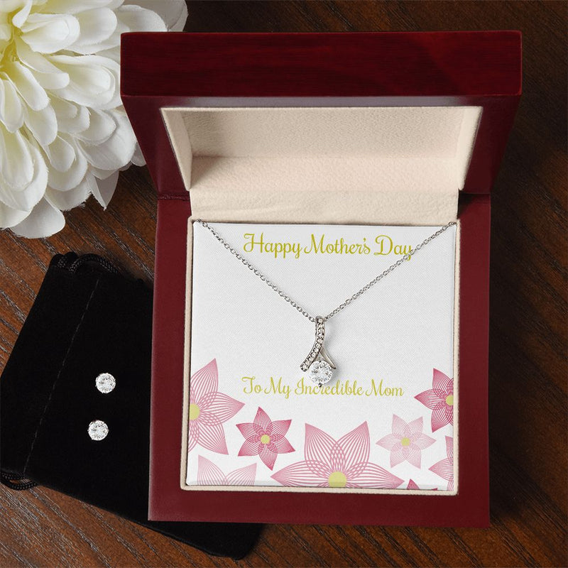 Mothers Day Inserts-01 To My Mother -  Alluring Beauty Necklace and Cubic Zirconia Earring Set - Best Mother&